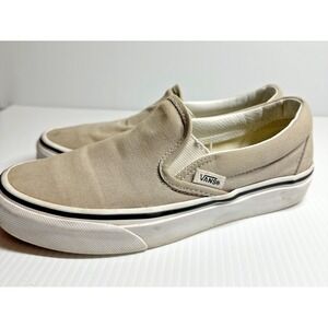 Vans Slip‎ On Classic Sneakers Gray Low Top White Bottom  Womens 6 Mens 5